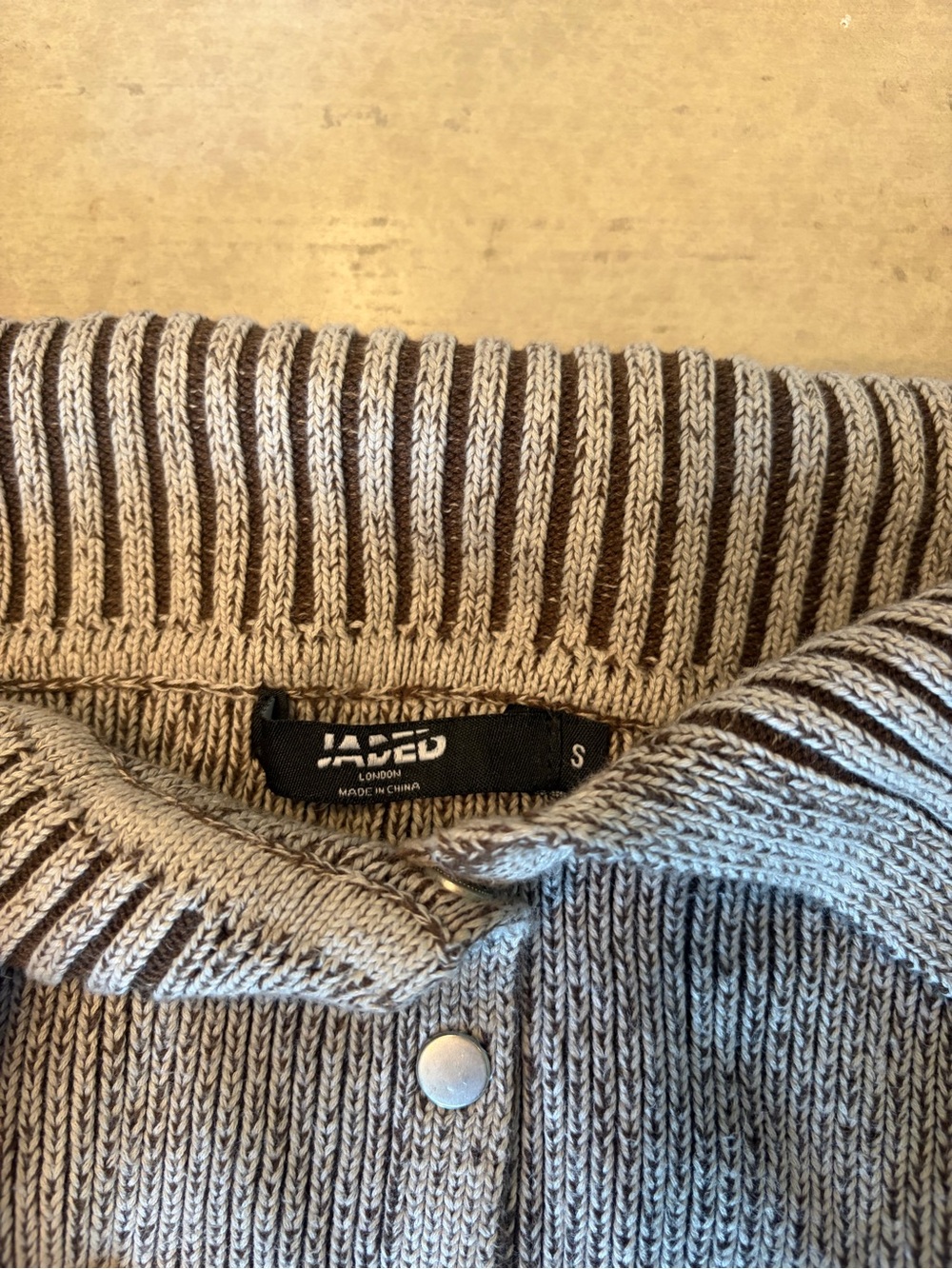 Jaded London Gray Off-Shoulder Ribbed Button Cardigan - Picture 3 of 5
